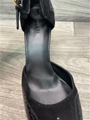 Gucci Black Leather & Suede Platform Mary Jane Heels Size 11